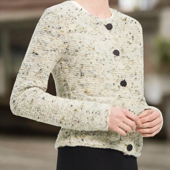 Theory Crew Neck Cardigan Jacket Evergreen Multi Small NWT (See Note on Button) - Picture 3 of 3